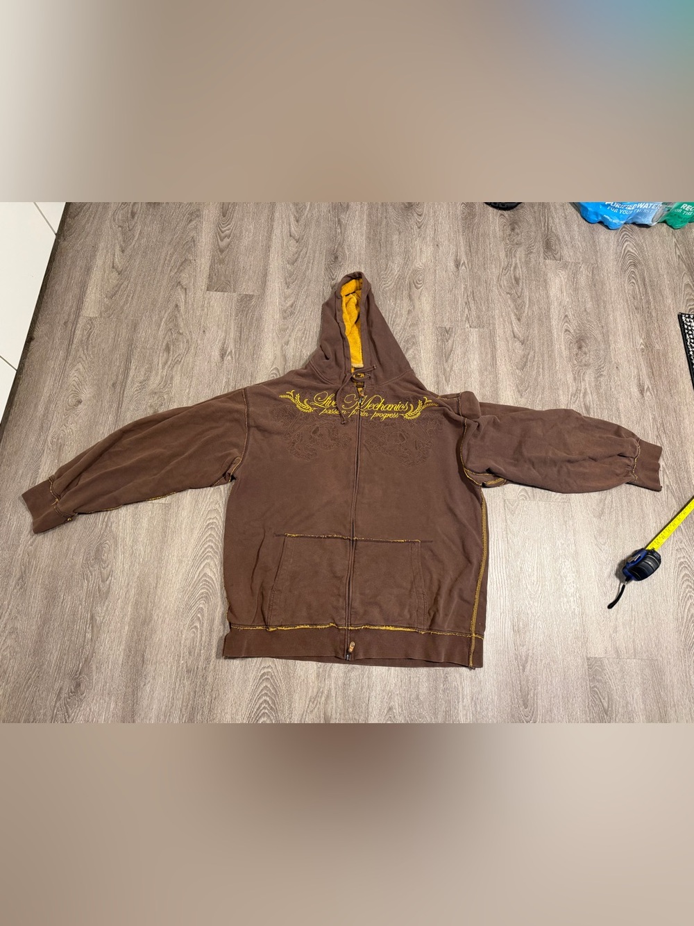 Vintage Live Mechanics Brown Full-zip Jacket Y2K Size 4XL In EUC